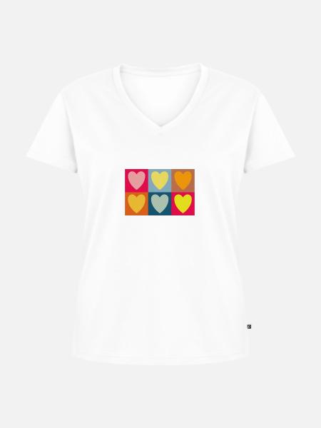 Pop Heart - Frauen Premium Bio T-Shirt mit V-Ausschnitt - Weiß