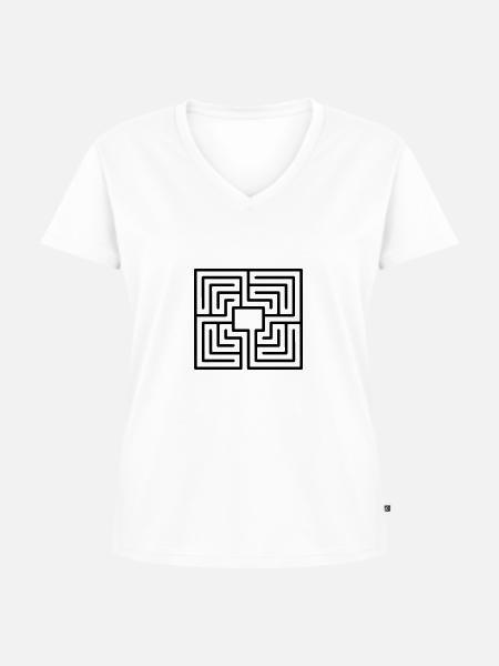 Klassisches Labyrinth - Frauen Premium Bio T-Shirt mit V-Ausschnitt - Weiß