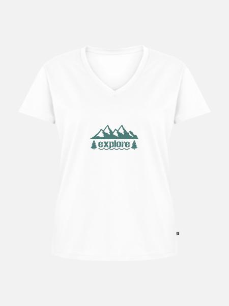 explore - Frauen Premium Bio T-Shirt mit V-Ausschnitt - Weiß