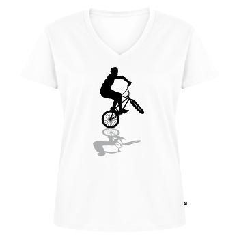 bmx schatten Extremsport - Frauen Premium Bio T-Shirt mit V-Ausschnitt - Weiß - Vorne - AI Model Female 172 dark (172cm)