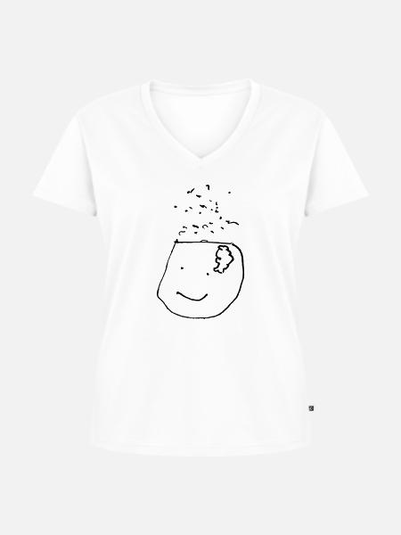 brain - Frauen Premium Bio T-Shirt mit V-Ausschnitt - Weiß