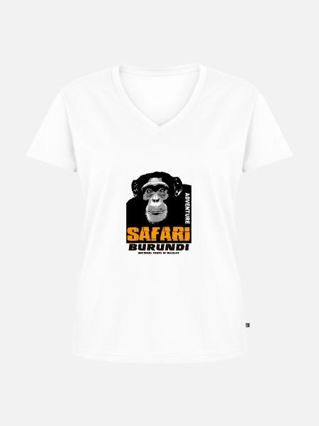 Burundi - Schimpanse - Frauen Premium Bio T-Shirt mit V-Ausschnitt - Weiß