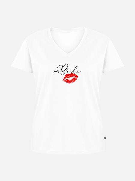 Bride - Frauen Premium Bio T-Shirt mit V-Ausschnitt - Weiß