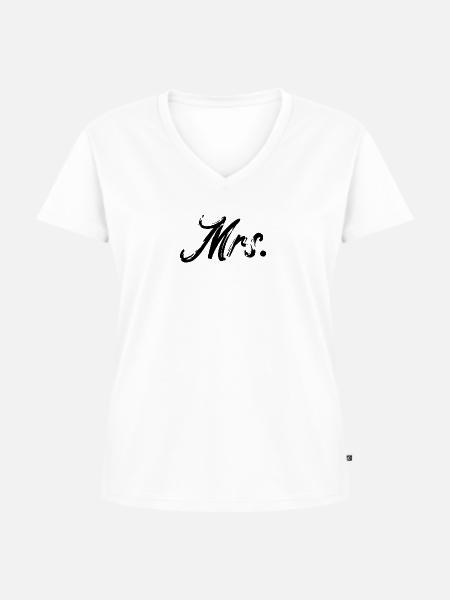 Mrs Frau Geschenk - Frauen Premium Bio T-Shirt mit V-Ausschnitt - Weiß