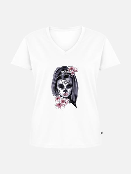 Maske - Frauen Premium Bio T-Shirt mit V-Ausschnitt - Weiß