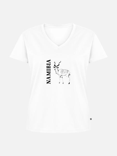 Namibia - Kudu Antilope - Frauen Premium Bio T-Shirt mit V-Ausschnitt - Weiß