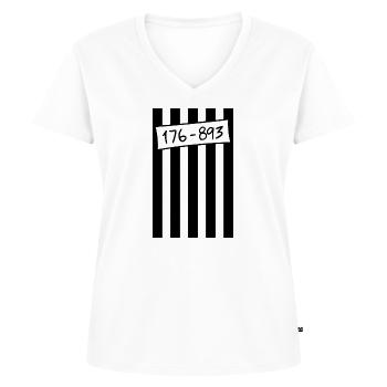Panzerknacker Streifen prisonnier de l’amour - T-shirt encolure en V Premium bio Femme - blanc - Devant - AI Model Female 172 dark (172cm)