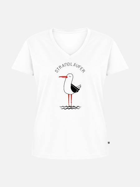 Strandläufer - Frauen Premium Bio T-Shirt mit V-Ausschnitt - Weiß