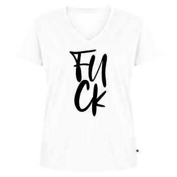 Fuck - Frauen Premium Bio T-Shirt mit V-Ausschnitt - Weiß - Vorne - AI Model Female 172 dark (172cm)