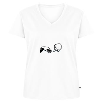 geek - Women's Premium Organic V-neck T-shirt - white - Front - AI Model Female 172 dark (172cm)