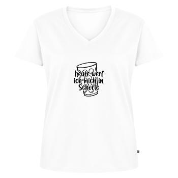 Heute werf ich mich in Schorle Dubbeglas Pfalz - Frauen Premium Bio T-Shirt mit V-Ausschnitt - Weiß - Vorne - AI Model Female 172 dark (172cm)