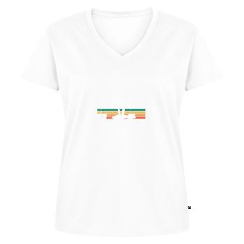 Griechische Flagge Balkan Athen Hellenisch Korfu - Frauen Premium Bio T-Shirt mit V-Ausschnitt - Weiß - Vorne - AI Model Female 172 dark (172cm)
