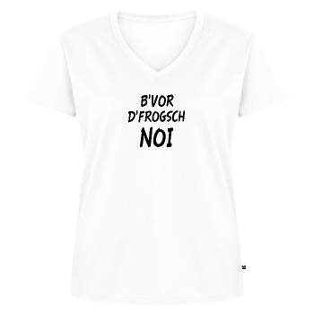 bvor dfrogsch noi Drôles de Souabes disant dialecte - T-shirt encolure en V Premium bio Femme - blanc - Devant - AI Model Female 172 dark (172cm)