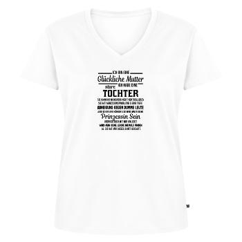 Tochter Mama Geschenk glückliche Mutter Spruch - Frauen Premium Bio T-Shirt mit V-Ausschnitt - Weiß - Vorne - AI Model Female 172 dark (172cm)
