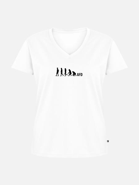 AFD Evolution Gegen Rechts Antirassismus - Frauen Premium Bio T-Shirt mit V-Ausschnitt - Weiß