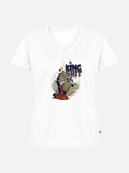 King Shit - Frauen Premium Bio T-Shirt mit V-Ausschnitt - Weiß