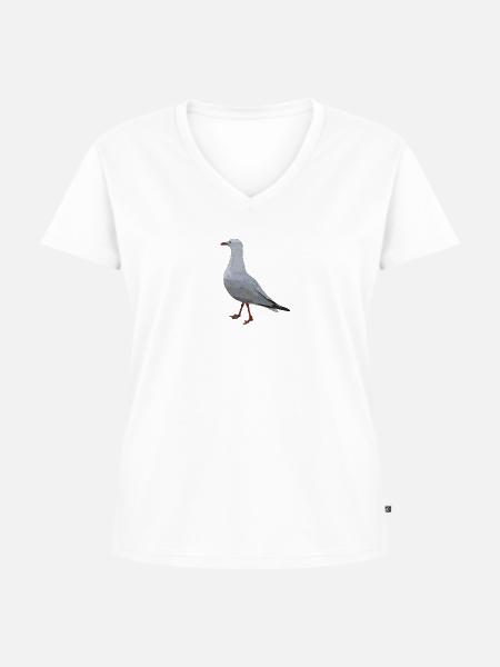 Australian Seagull - Frauen Premium Bio T-Shirt mit V-Ausschnitt - Weiß