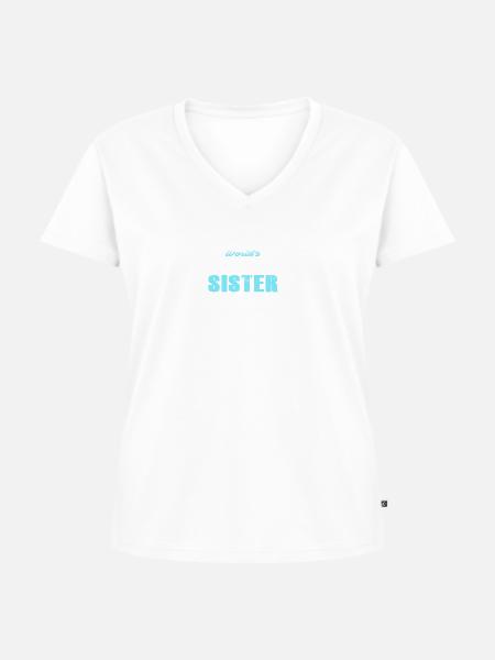 Weltbeste Schwester - Frauen Premium Bio T-Shirt mit V-Ausschnitt - Weiß