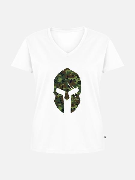 spartan helmet camouflage - Frauen Premium Bio T-Shirt mit V-Ausschnitt - Weiß