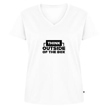Think outside of the box - Frauen Premium Bio T-Shirt mit V-Ausschnitt - Weiß - Vorne - AI Model Female 172 dark (172cm)