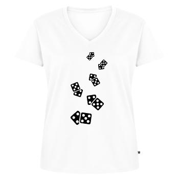 Würfel Casino Symbol - Frauen Premium Bio T-Shirt mit V-Ausschnitt - Weiß - Vorne - AI Model Female 172 dark (172cm)