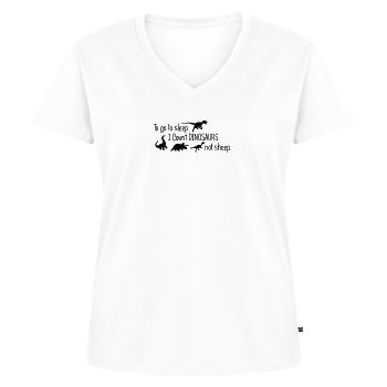 Pour dormir, je compte les dinosaures, pas les moutons - T-shirt encolure en V Premium bio Femme - blanc - Devant - AI Model Female 172 dark (172cm)