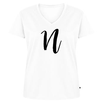 N - T-shirt encolure en V Premium bio Femme - blanc - Devant - AI Model Female 172 dark (172cm)