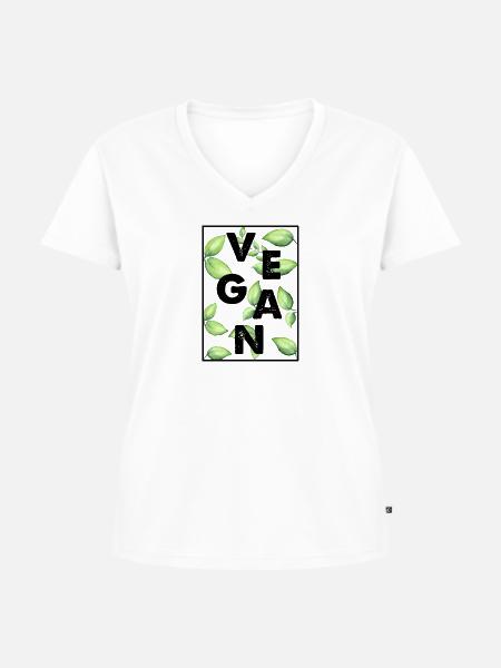 Vegan - Frauen Premium Bio T-Shirt mit V-Ausschnitt - Weiß