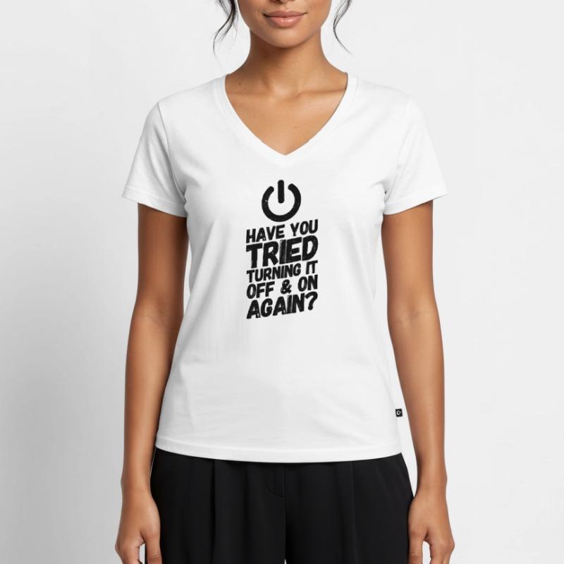 Admin Administrator Informatik Computer Frauen Premium Bio T-Shirt mit V-Ausschnitt