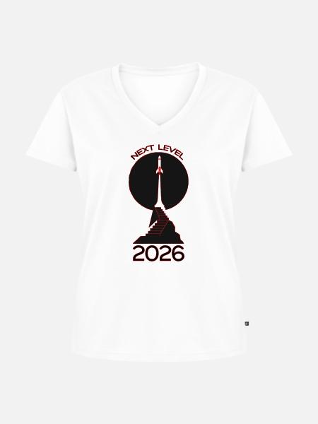 Next Level 2026 Rakete - Frauen Premium Bio T-Shirt mit V-Ausschnitt - Weiß