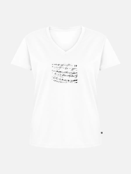 Musiknoten - Frauen Premium Bio T-Shirt mit V-Ausschnitt - Weiß