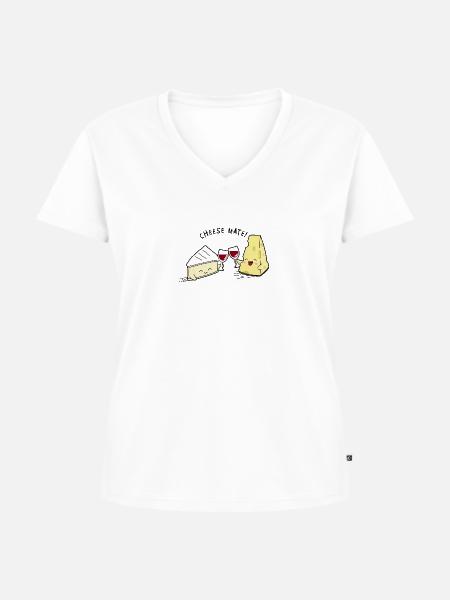 Kawaii Käse Aperitif - Frauen Premium Bio T-Shirt mit V-Ausschnitt - Weiß