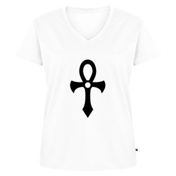 Ankh (ankh) 01.0 - T-shirt encolure en V Premium bio Femme - blanc - Devant - AI Model Female 172 dark (172cm)