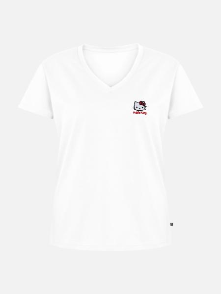 Hello Kitty Stick Portrait - Frauen Premium Bio T-Shirt mit V-Ausschnitt - Weiß