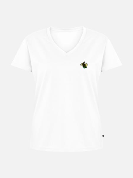 Janosch Tigerente Stick - Frauen Premium Bio T-Shirt mit V-Ausschnitt - Weiß