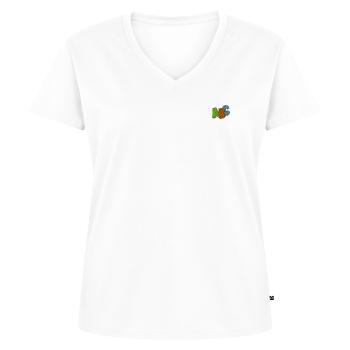 ABC - Frauen Premium Bio T-Shirt mit V-Ausschnitt - Weiß - Vorne - AI Model Female 172 dark (172cm)