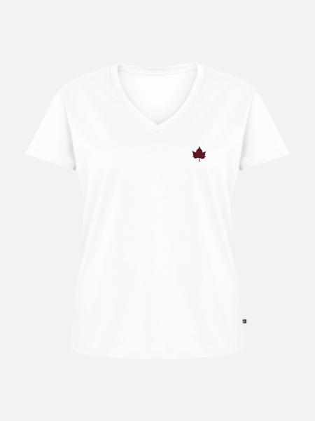 Dark red leaf - Frauen Premium Bio T-Shirt mit V-Ausschnitt - Weiß