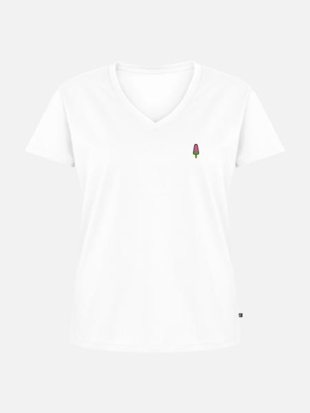 Eis am Stiel - Frauen Premium Bio T-Shirt mit V-Ausschnitt - Weiß