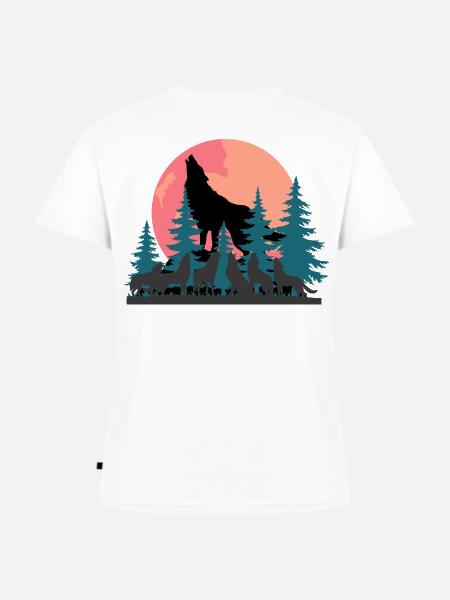Sigura Design Wolf - Frauen Premium Bio T-Shirt mit V-Ausschnitt - Weiß