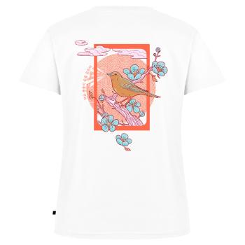 Godori - Rossignol, texte élégant - T-shirt encolure en V Premium bio Femme - blanc - Dos - AI Model Female 172 dark (172cm)