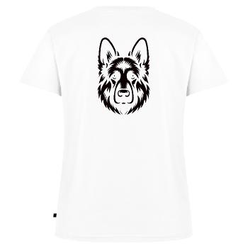 German Shepherd silhouette design - Women's Premium Organic V-neck T-shirt - white - Back - AI Model Female 172 dark (172cm)