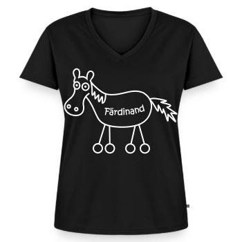 Färdinand, Ferdinand, Färt, Pferd - Frauen Premium Bio T-Shirt mit V-Ausschnitt - Schwarz - Vorne - AI Model Female 172 light (172cm)