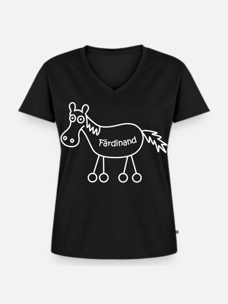 Färdinand, Ferdinand, Färt, Pferd - Frauen Premium Bio T-Shirt mit V-Ausschnitt - Schwarz
