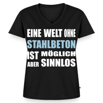 Beton, Stahlbeton, für Bauarbeiter, Zement, Bau - Frauen Premium Bio T-Shirt mit V-Ausschnitt - Schwarz - Vorne - AI Model Female 172 light (172cm)