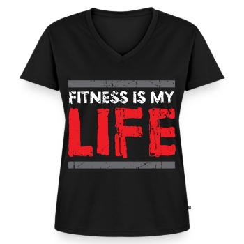 Fitness Spruch - Frauen Premium Bio T-Shirt mit V-Ausschnitt - Schwarz - Vorne - AI Model Female 172 light (172cm)