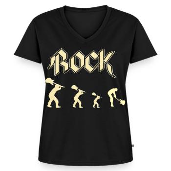 Rock - Frauen Premium Bio T-Shirt mit V-Ausschnitt - Schwarz - Vorne - AI Model Female 172 light (172cm)