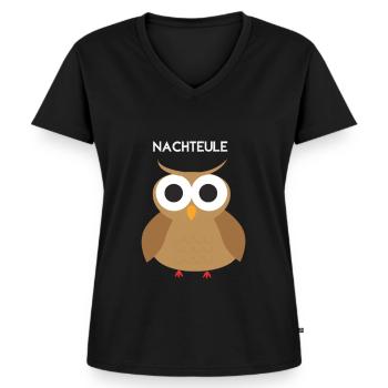 Nachteule Nachtschicht Nachts wach - Frauen Premium Bio T-Shirt mit V-Ausschnitt - Schwarz - Vorne - AI Model Female 172 light (172cm)