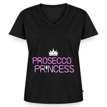 Prosecco Prinzessin - Frauen Premium Bio T-Shirt mit V-Ausschnitt - Schwarz - Vorne - AI Model Female 172 light (172cm)