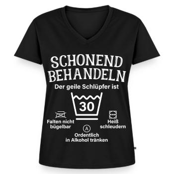 Schonend Behandeln Geiler Schlüpfer 30. Geburtstag - Frauen Premium Bio T-Shirt mit V-Ausschnitt - Schwarz - Vorne - AI Model Female 172 light (172cm)