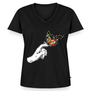 Sommerfugl Autisme Awareness - Premium økologisk T-shirt til kvinder - sort - Foran - AI Model Female 172 light (172cm)